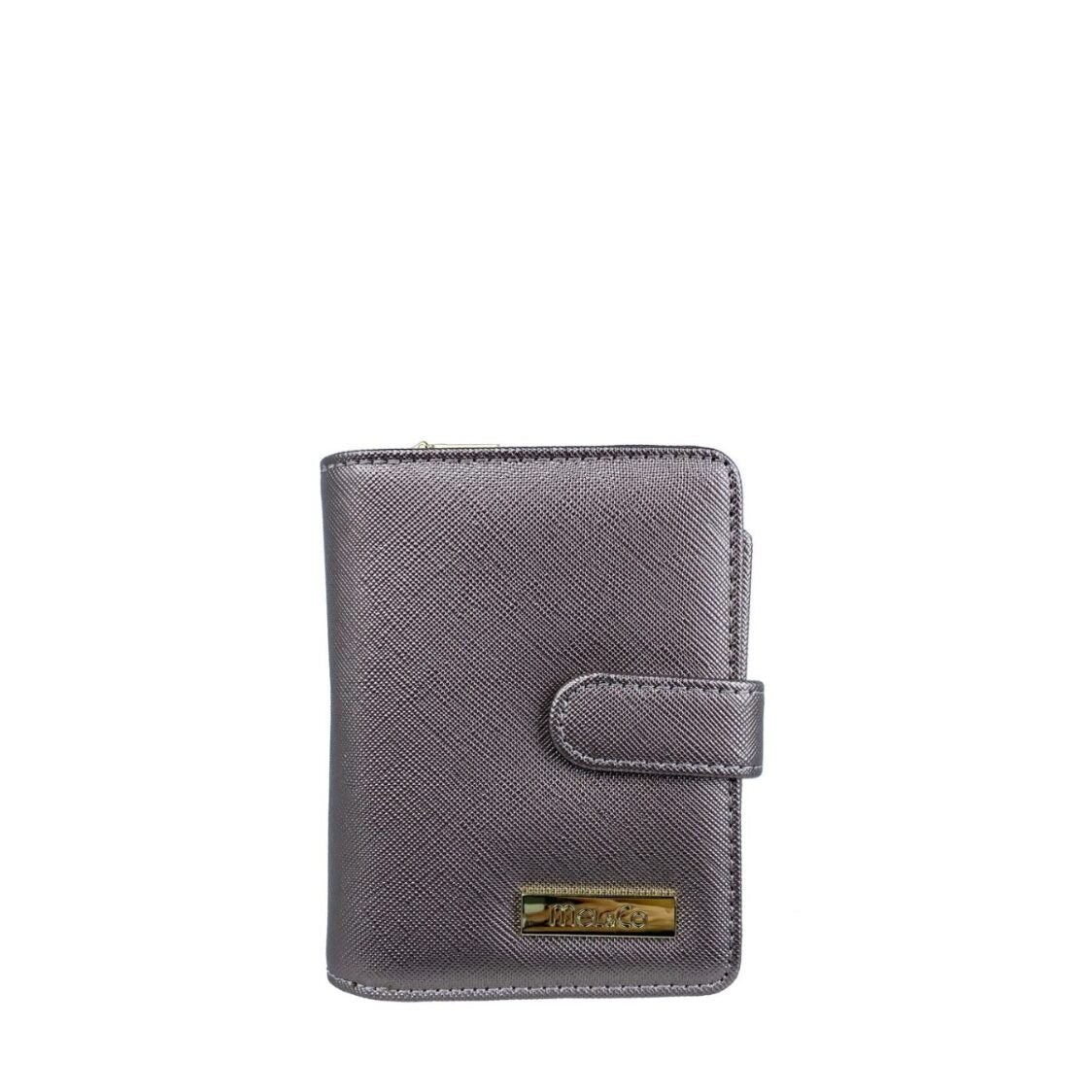 Mel&Co Saffiano Leatherette Bifold Side Zipped Compartment Wallet