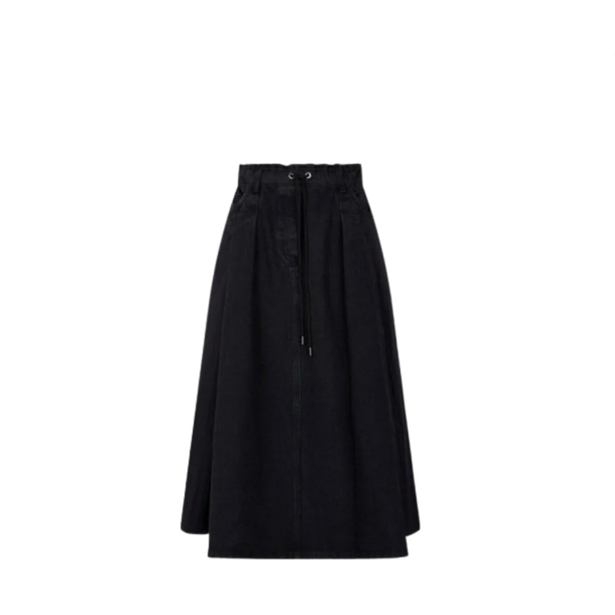 Voice Of Voices Nylon Mix Denim Long Skirt Black