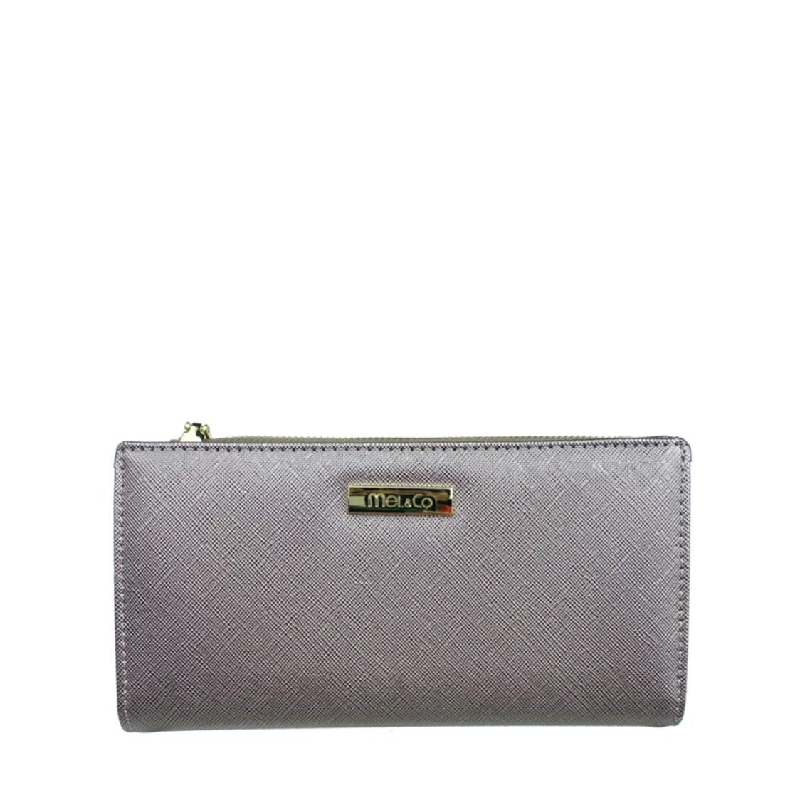 Mel&Co Saffiano Leatherette Bi-Fold Snap Long Wallet
