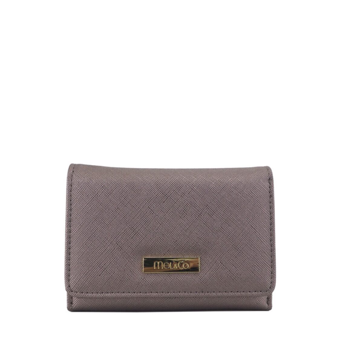 Mel&Co Saffiano Leatherette Tri-fold Zip Coin Card Wallet