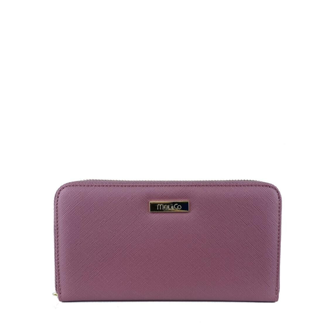 Mel&Co Saffiano Leatherette Zip-Around Long Wallet
