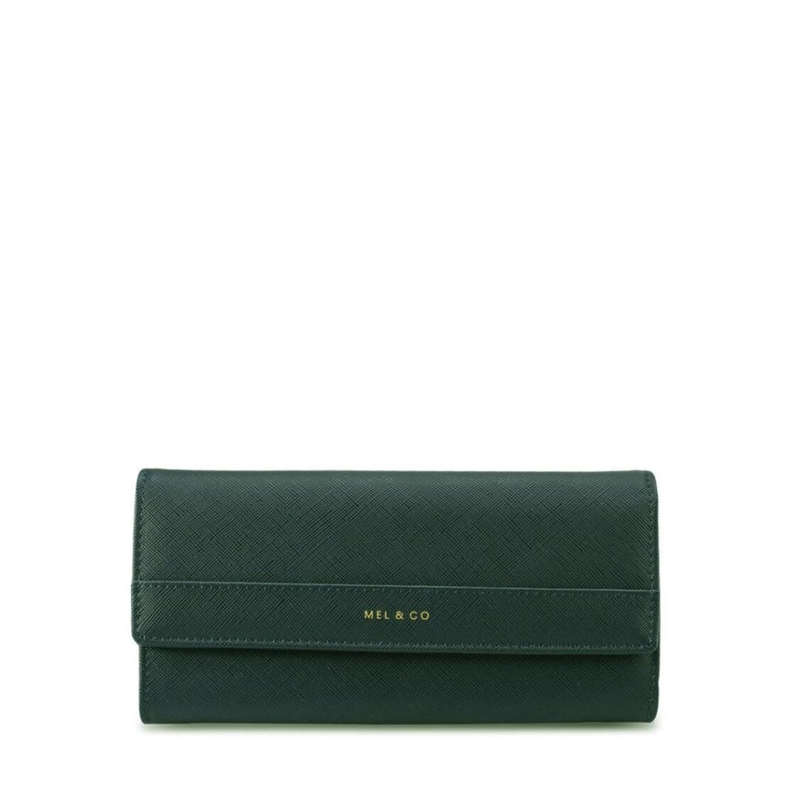 Mel&Co Saffiano-Effect Half Flap Long Wallet