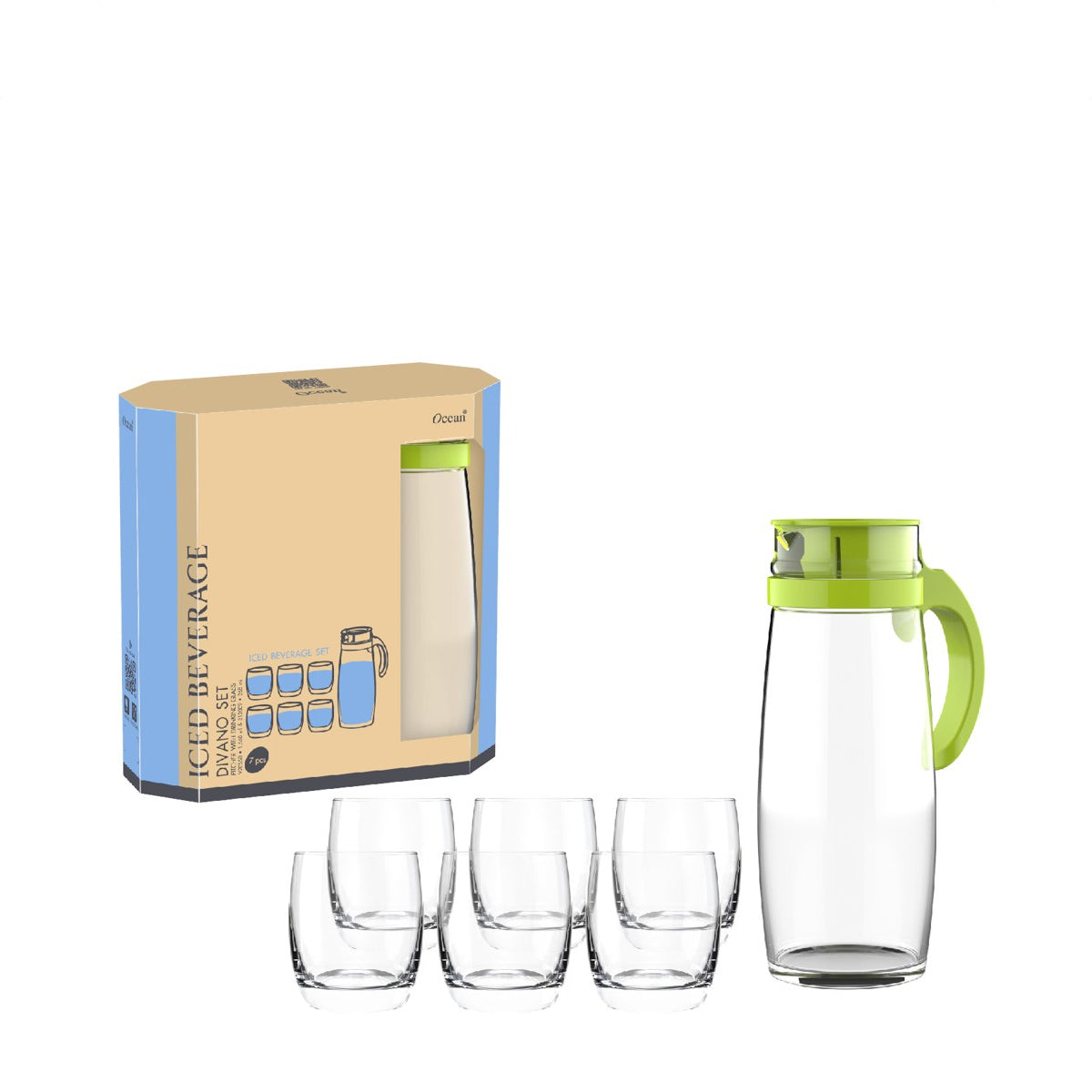 Ocean Divano 7pc Set Pitcher Set-Asst Colour