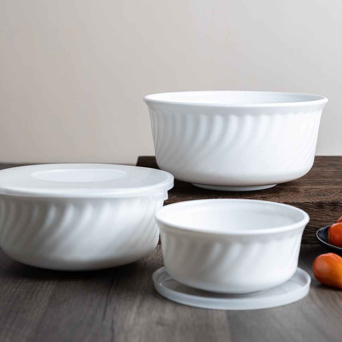 La Gourmet Pearl Luxe 3pcs Bowl Set With Lid - White
