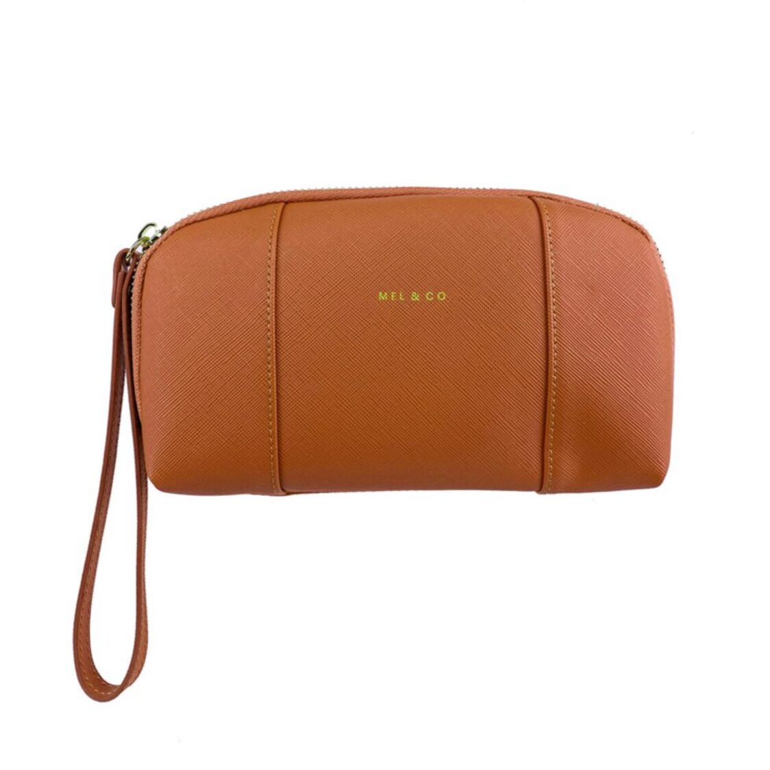 Mel&Co Saffiano-Effect Loop Handle Zip-Around Wristlet Pouch