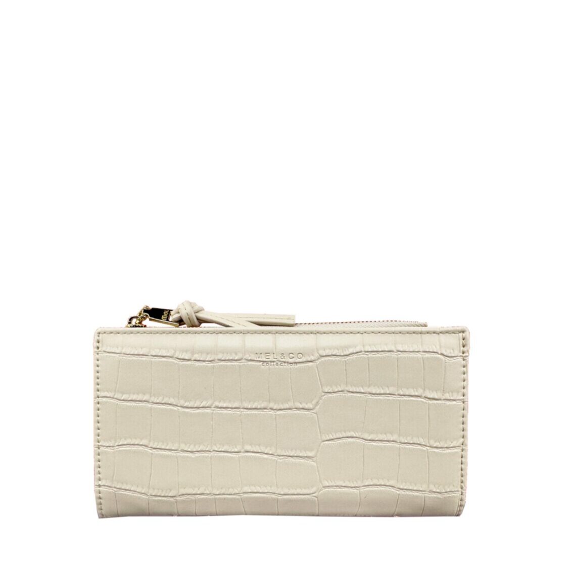 Mel&Co Croco Bi-Fold Snap Long Wallet