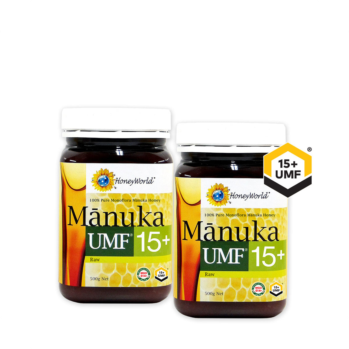 Honeyworld Raw Manuka Honey UMF15+ 500G (2 Bottles)