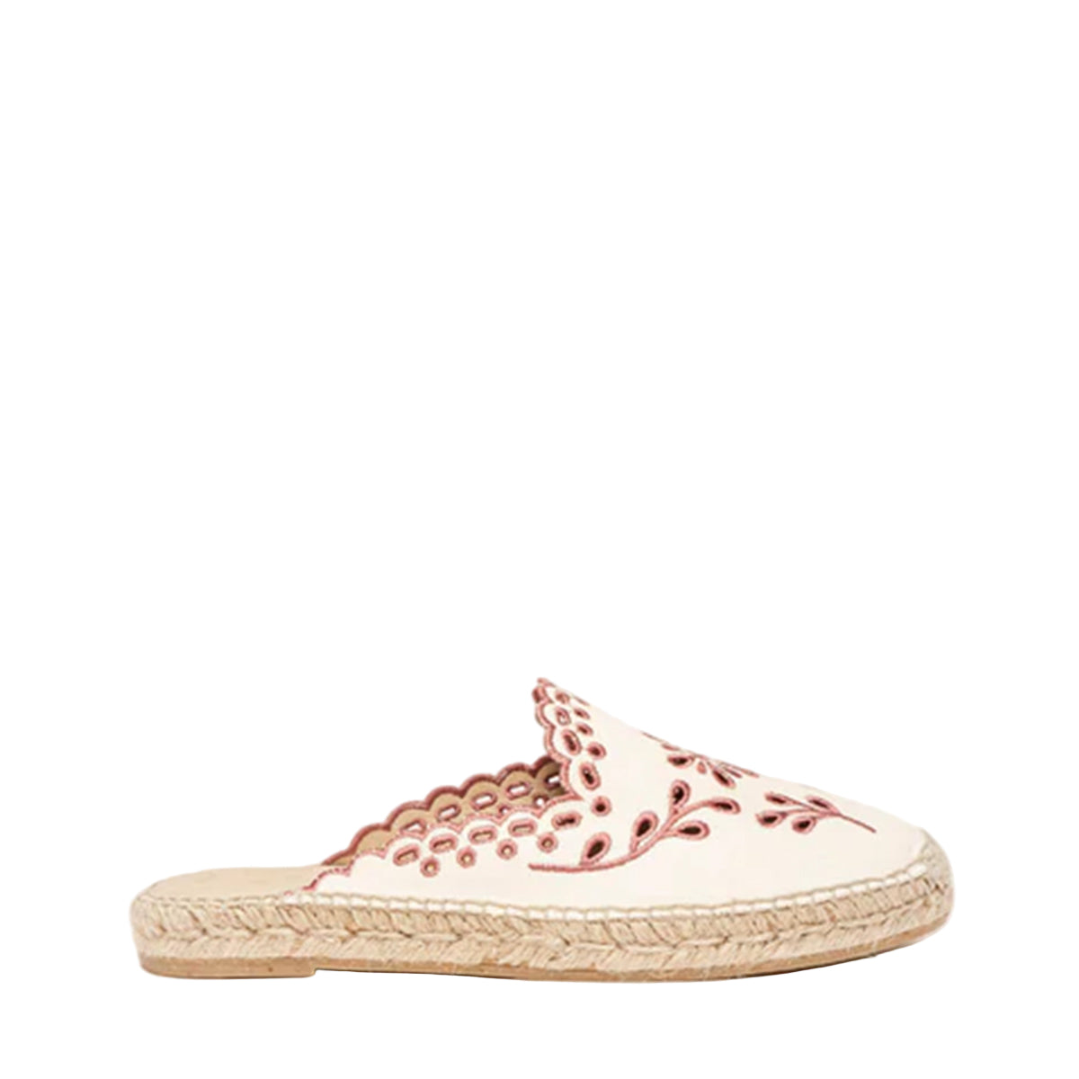 Alhamas Loto Plano Lona Bordada Mule - Dusty Pink Granate