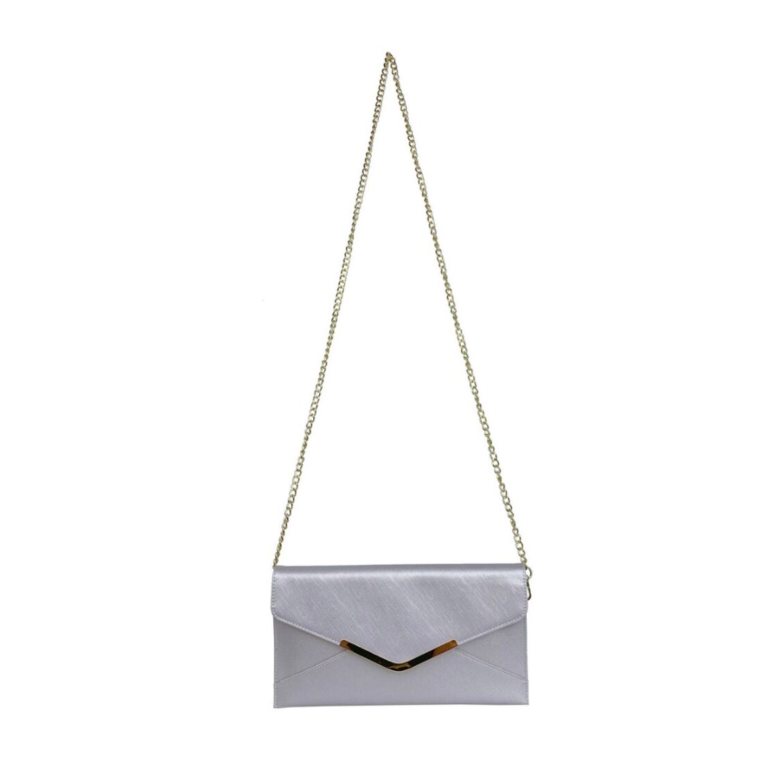 Mel&Co Saffiano Leatherette Envelope Clutch with Chain