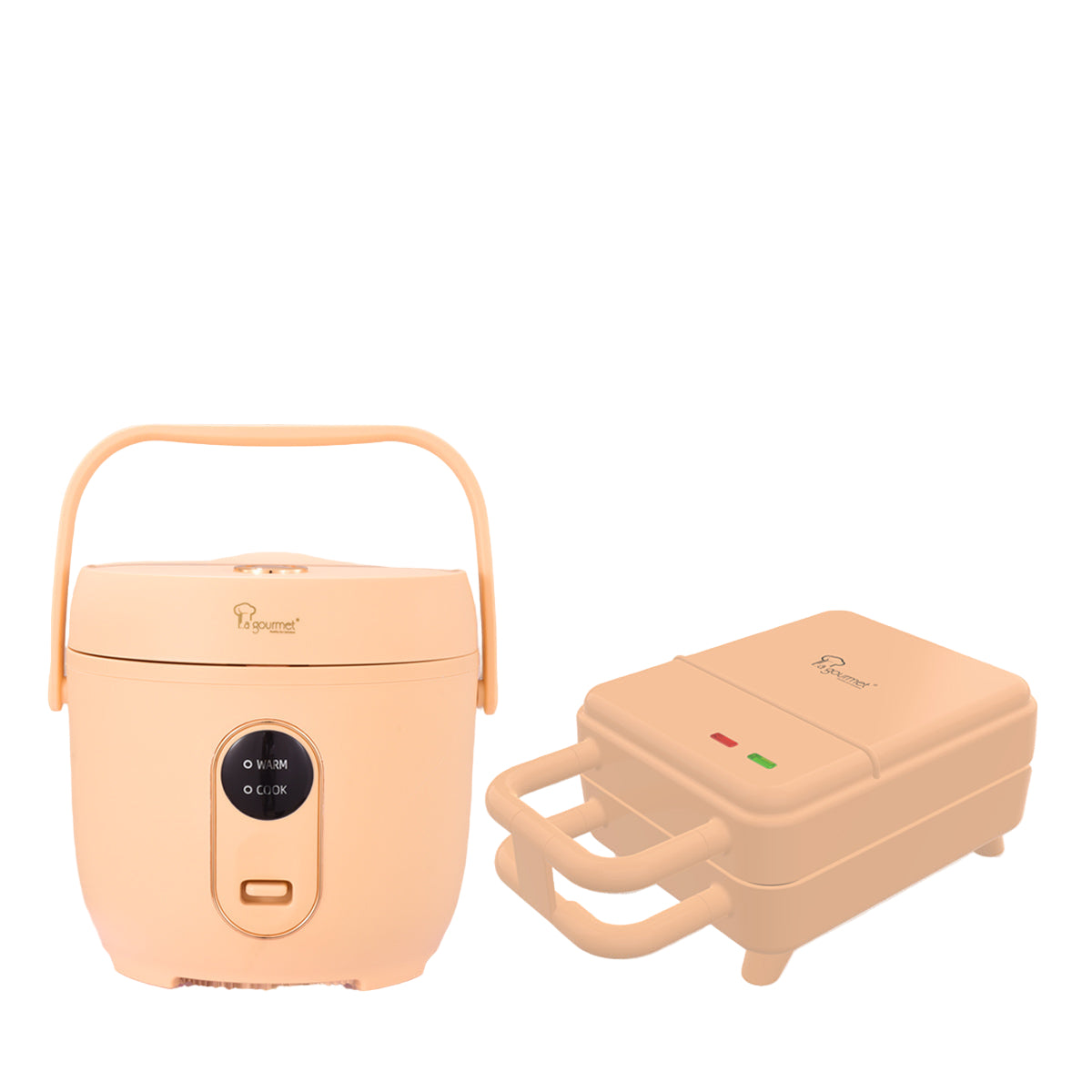 La Gourmet Peach Fuzz 0.8L Ceramic Rice Cooker + Sandwich / Waffle Maker