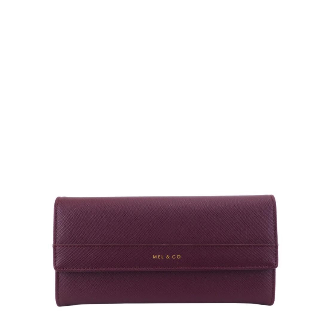 Mel&Co Saffiano-Effect Half Flap Long Wallet