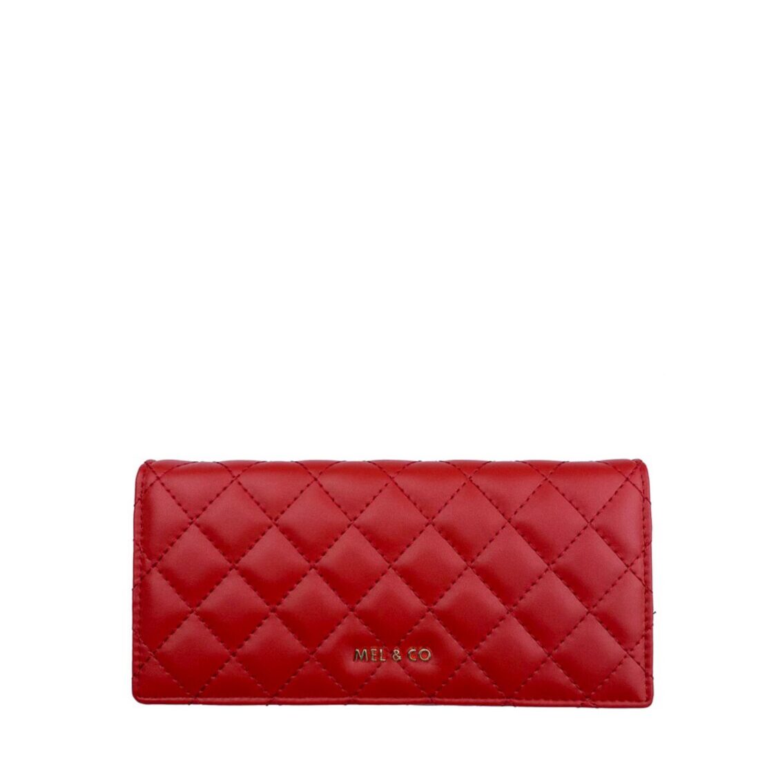 Mel&Co Quilted Basic Flap Long Wallet Red