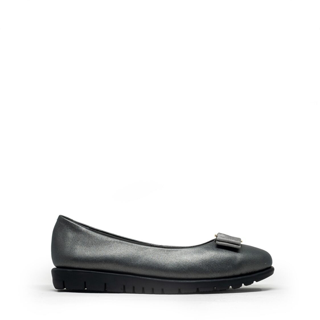 Barani 8841-33 Leather Pumps/Ballet Flats Gunmetal (With Fixed Buckle)