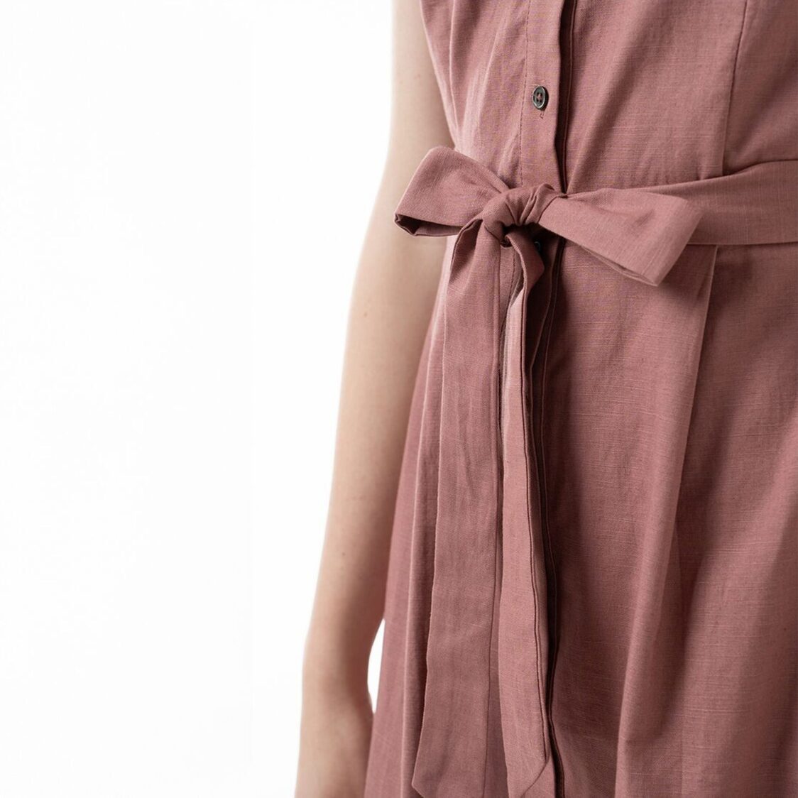 K/Woods Tie-Waist Midi Dress in Sand