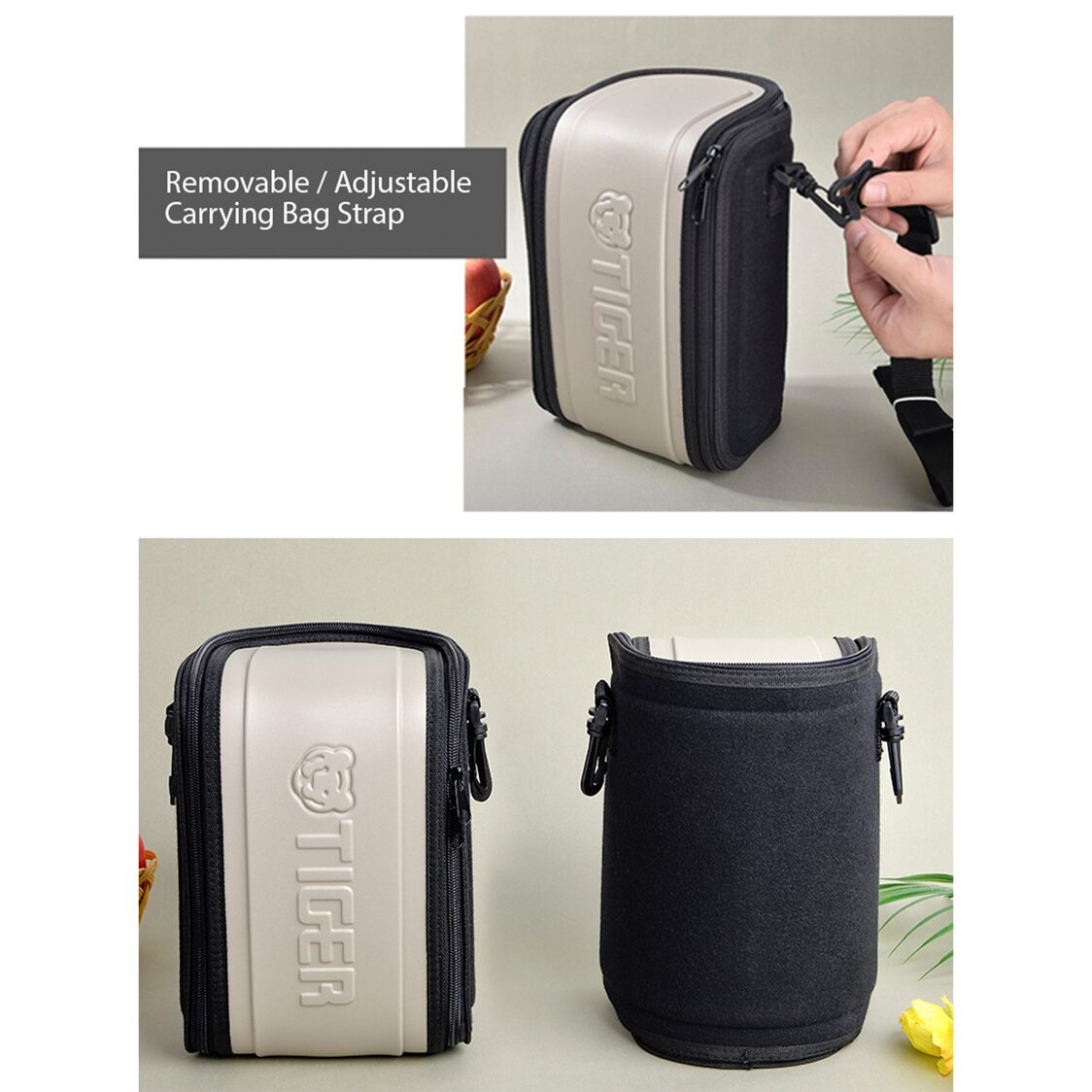 TIGER Vacuum Insulated Double Stainless Steel Lunch Box With Bag 4 Cups (LWU-F200)