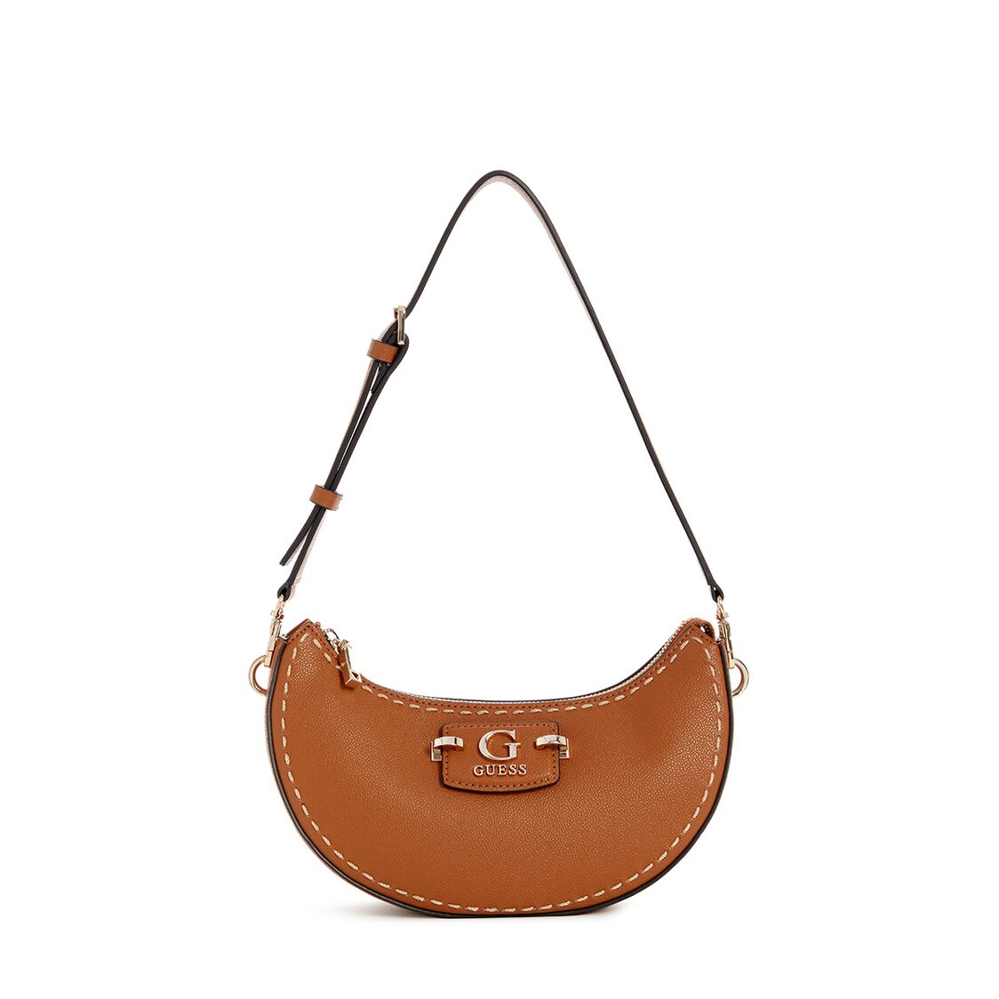 Guess Nastra Top Zip Shoulder Bag, Caramel