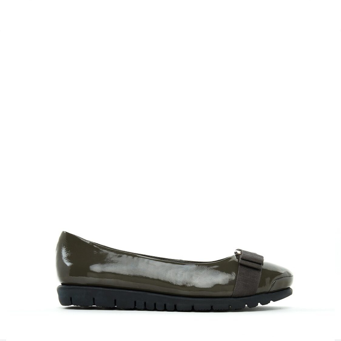 Barani 8841-199 Leather Pumps/Ballet Flats Grey Patent (With Fixed Buckle)