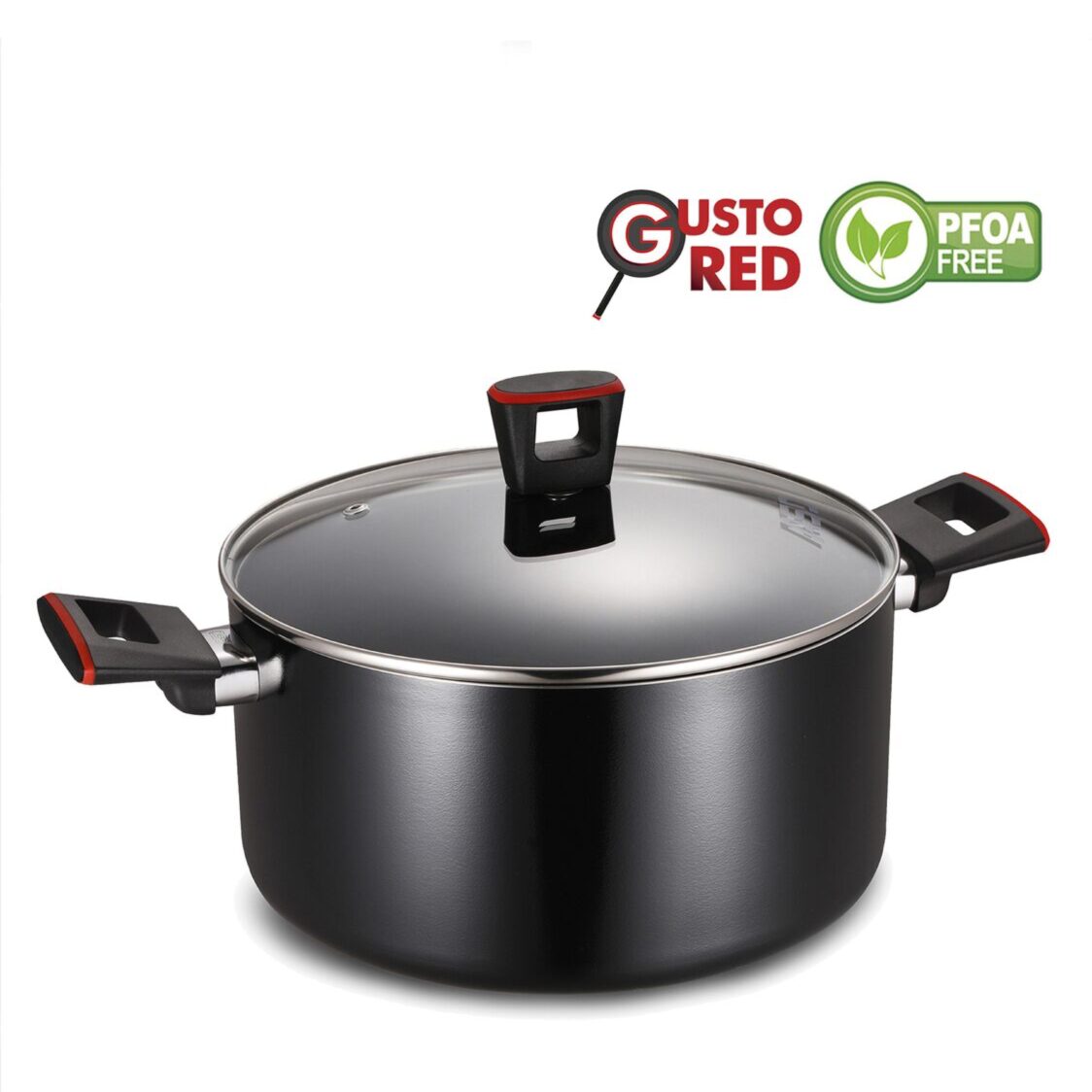 ASD Gusto Red Non - Stick Stock Pot 24cm(HP8724 - RD) - Metro Singapore Departmental Store - Celebrating 69 Years in SG