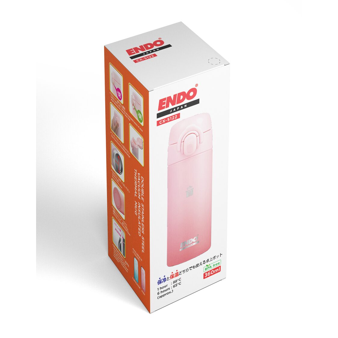 Endo Double Stainless Steel Thermal Mug 360ml - Pink (CX-5122 PINK)