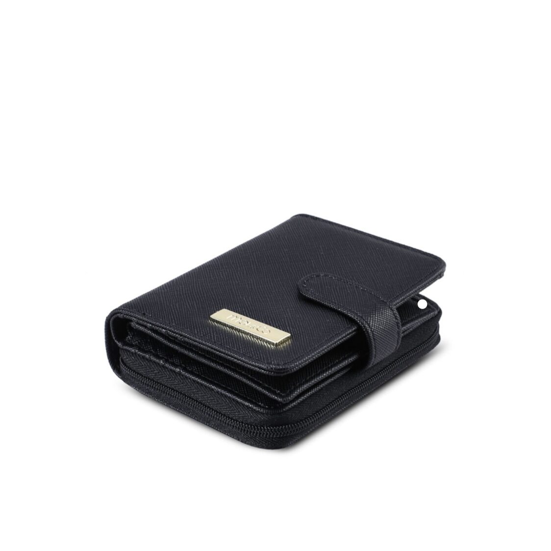 Mel&Co Saffiano Leatherette Bifold Side Zipped Compartment Wallet