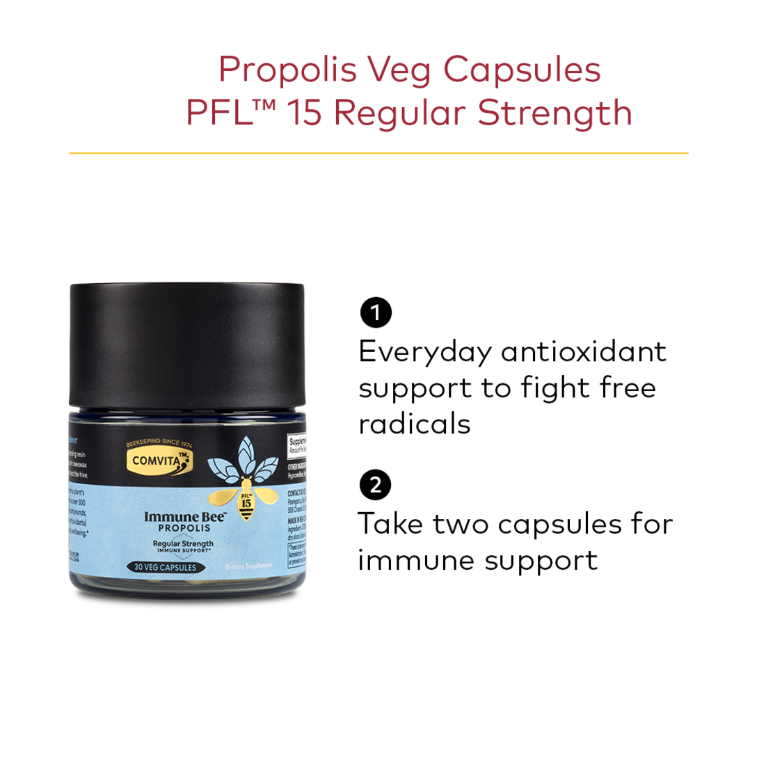 Comvita Propolis PFL15 Regular Strength Veg Capsules