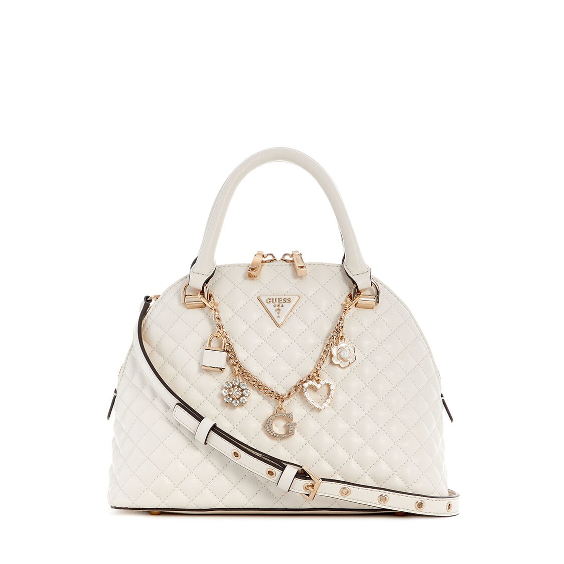Guess Everlee Dome Satchel - Off White