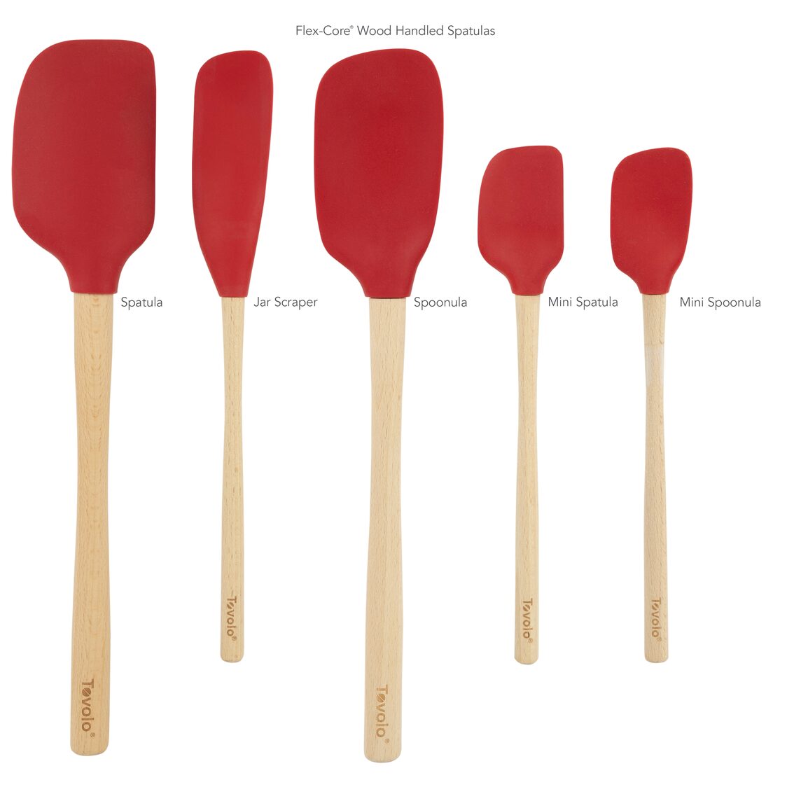 Tovolo Flex-Core Spatula Wood Handled Set S/5