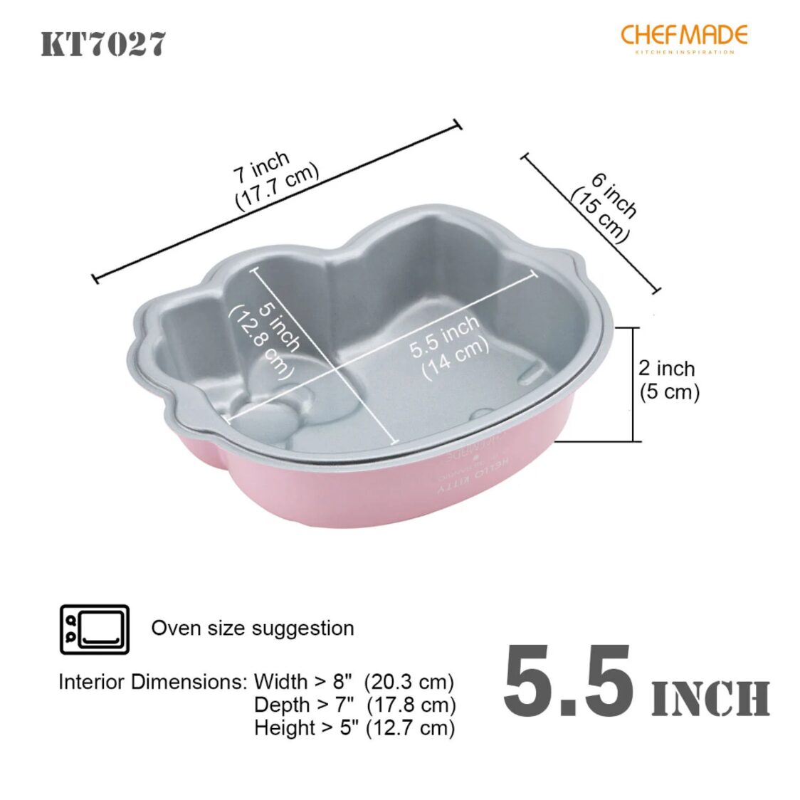 Chefmade Non-Stick Cake Pan L17.7Xw15xH5cm Pink Hello Kitty (1898cm-KT7027)