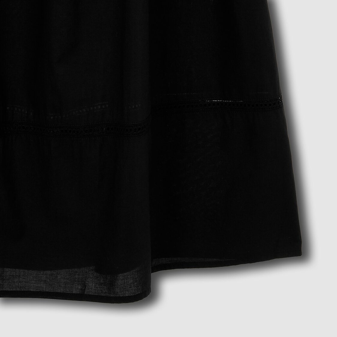 Jaju Women Eyelet Short Sleeve Pajama Dress Black