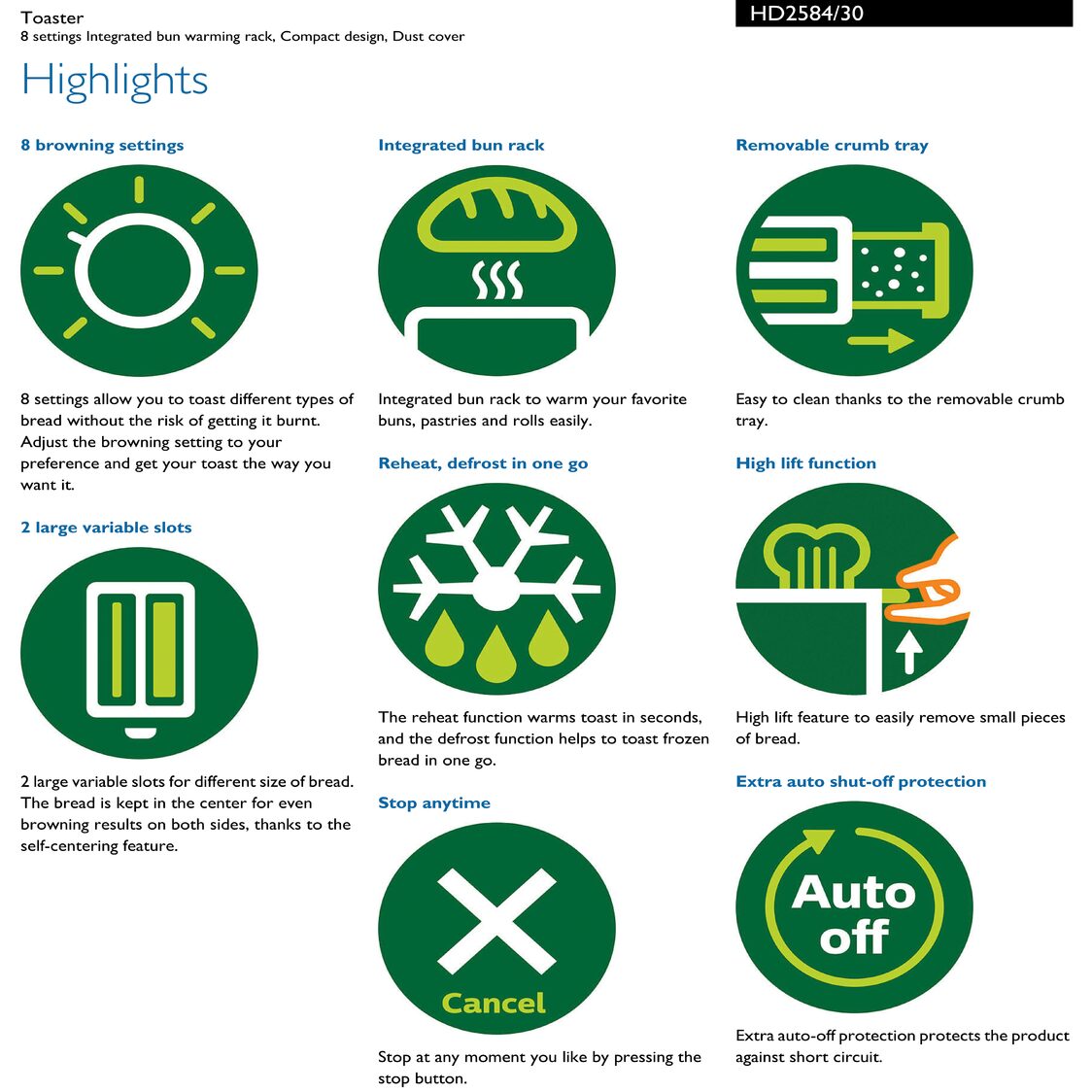 Philips Daily Collection Toaster 830W - Blue (HD2584/30)