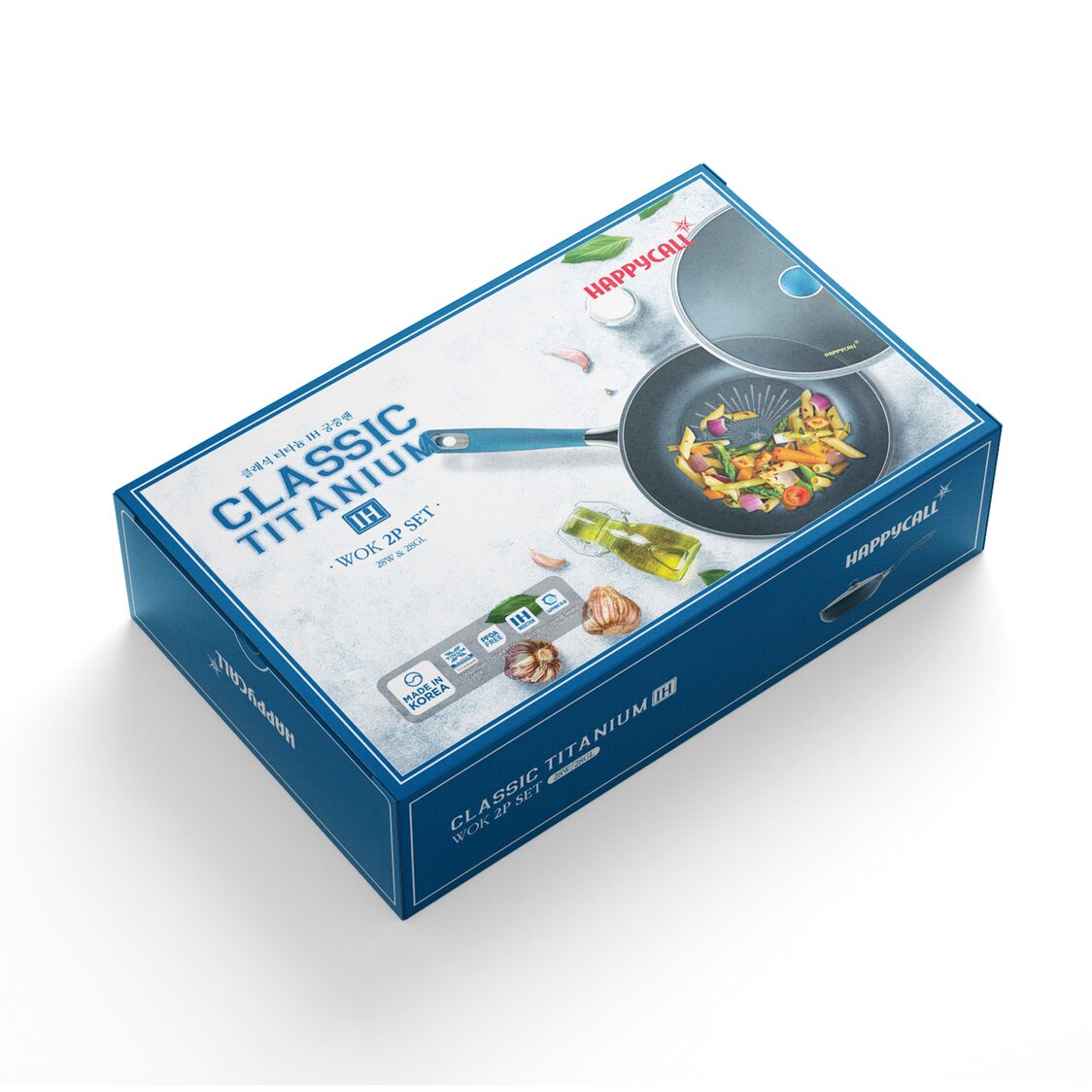 Happycall Classic Titanium IH 28cm Wok Pan With Glass Lid (3900-0412)