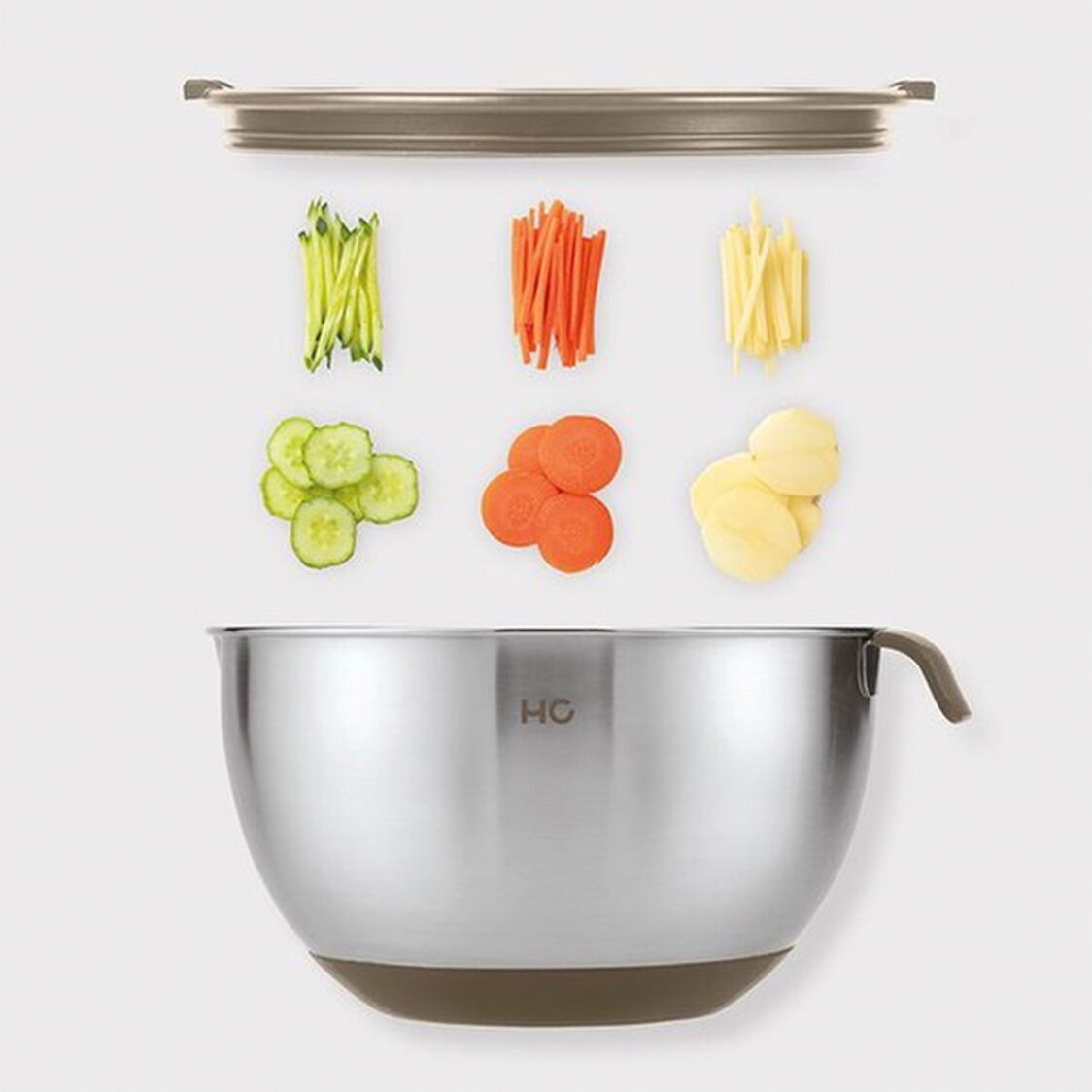 Happycall 7-PC Multi-Purpose Mixing Bowls With Slicer/Grater Set - Grey (4900-4012)