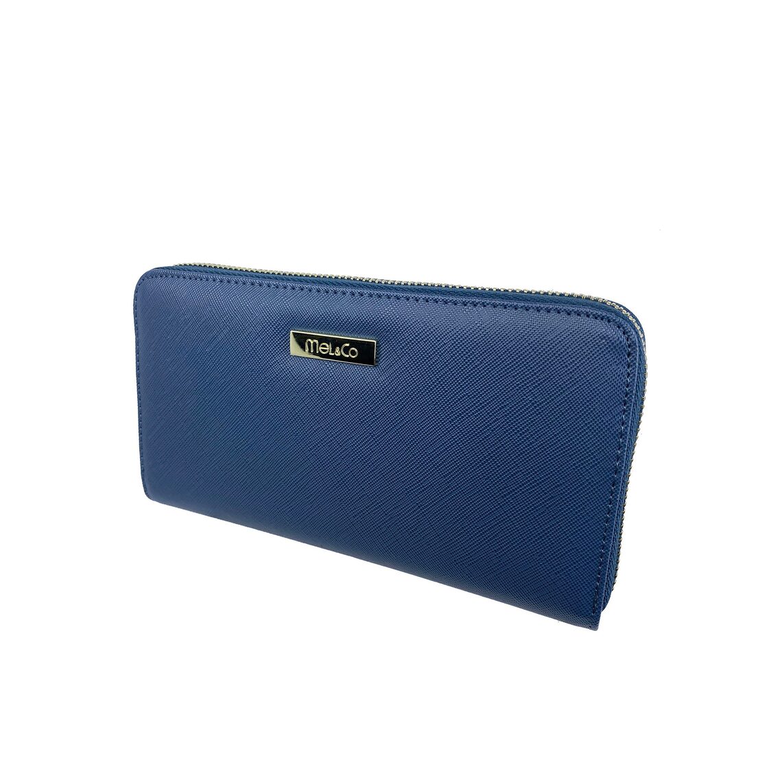 Mel&Co Saffiano Leatherette Zip-Around Long Wallet