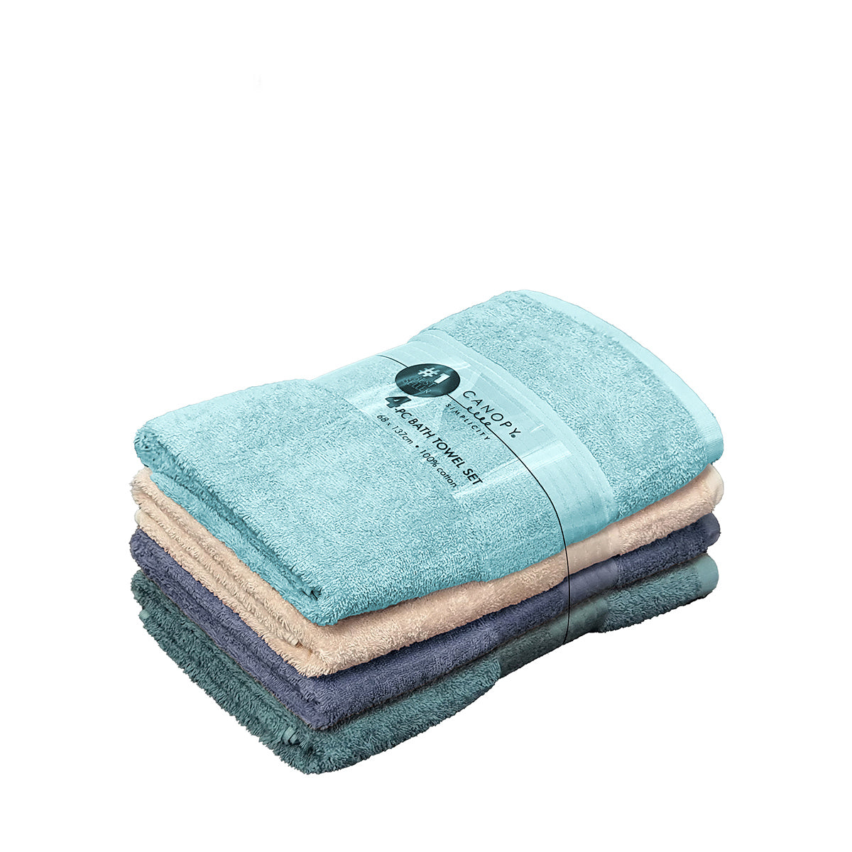 Canopy 4 Piece Rise Bath Towel Assorted Colors Set (#1 Best Seller) 68x137cm