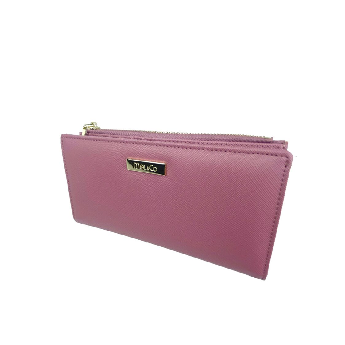 Mel&Co Saffiano Leatherette Bi-Fold Snap Long Wallet