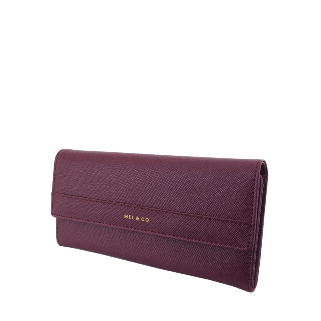 Mel&Co Saffiano-Effect Half Flap Long Wallet