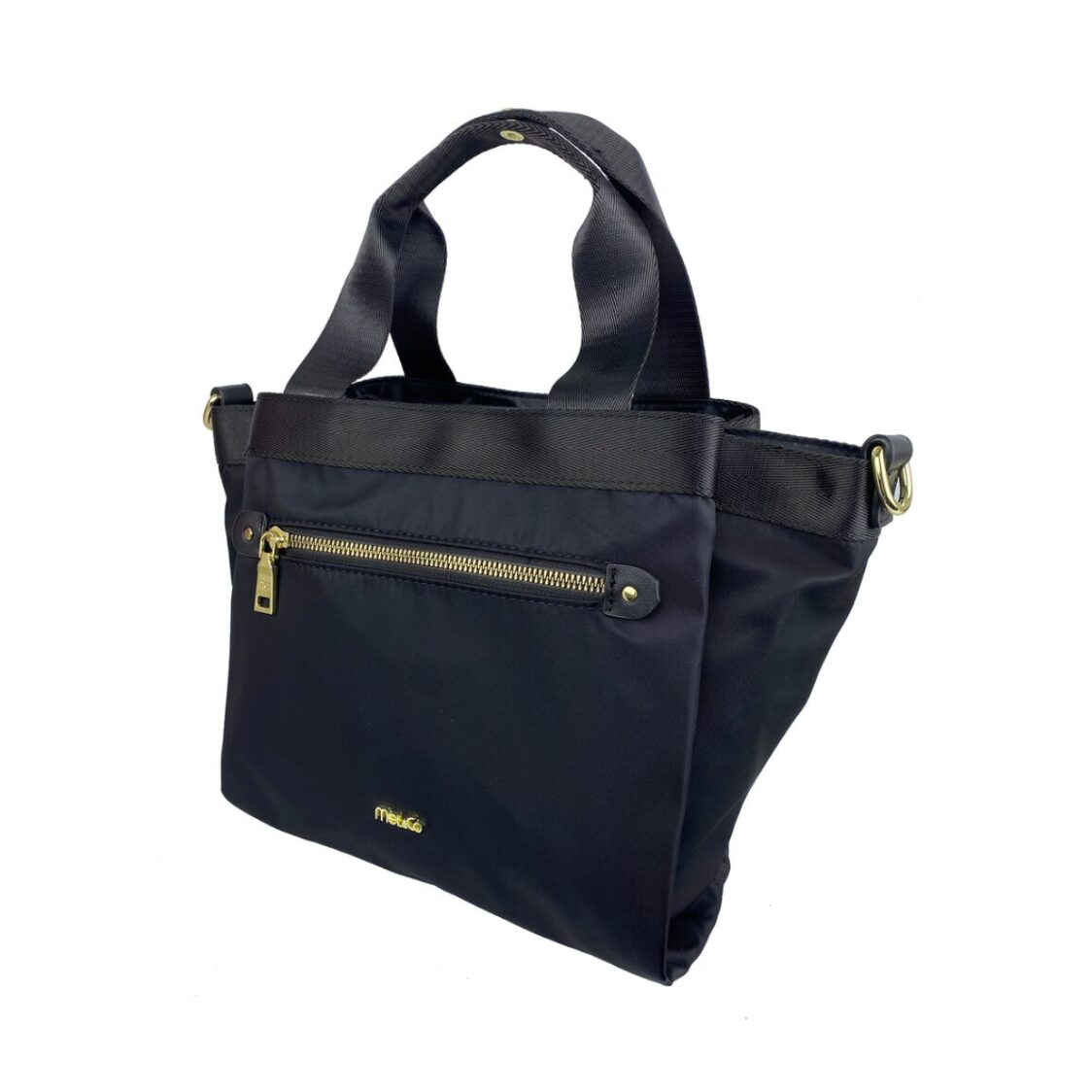 Mel&Co Nylon Satchel Top Handle With Font Zip Pocket