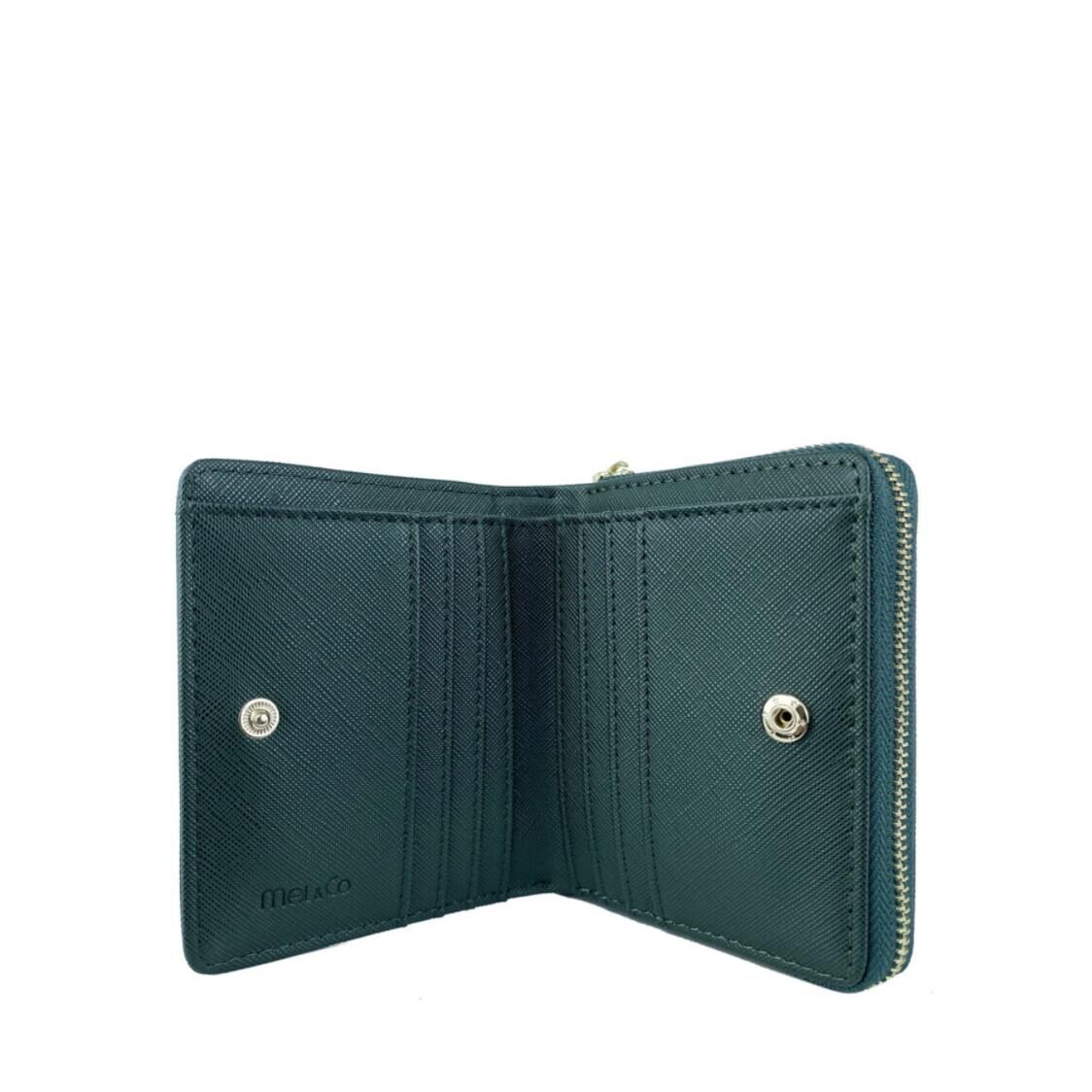 Mel&Co Saffiano-Effect Bifold Zip Coin Card Wallet