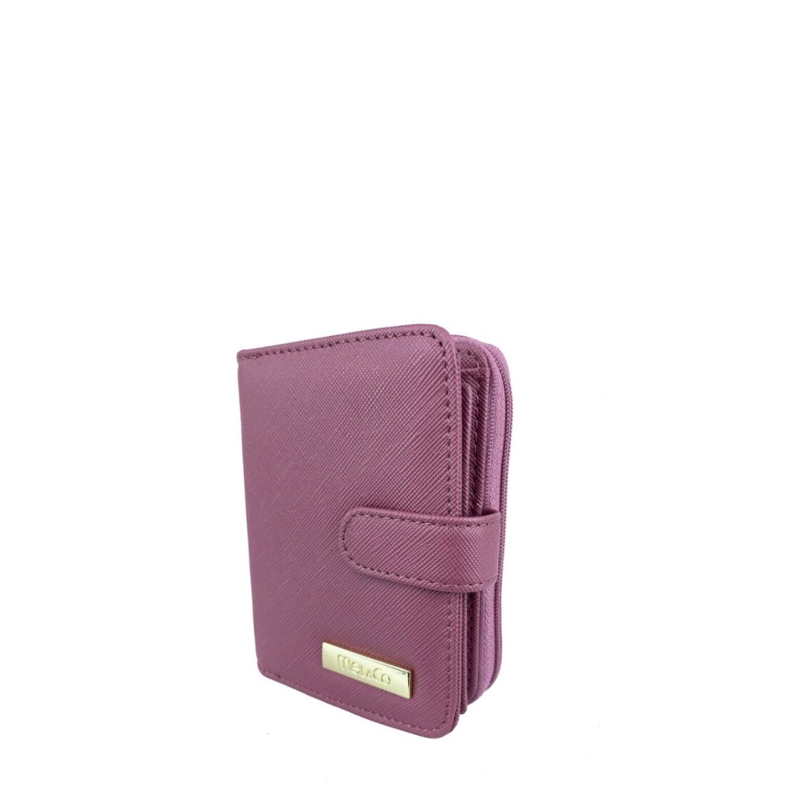 Mel&Co Saffiano Leatherette Bifold Side Zipped Compartment Wallet