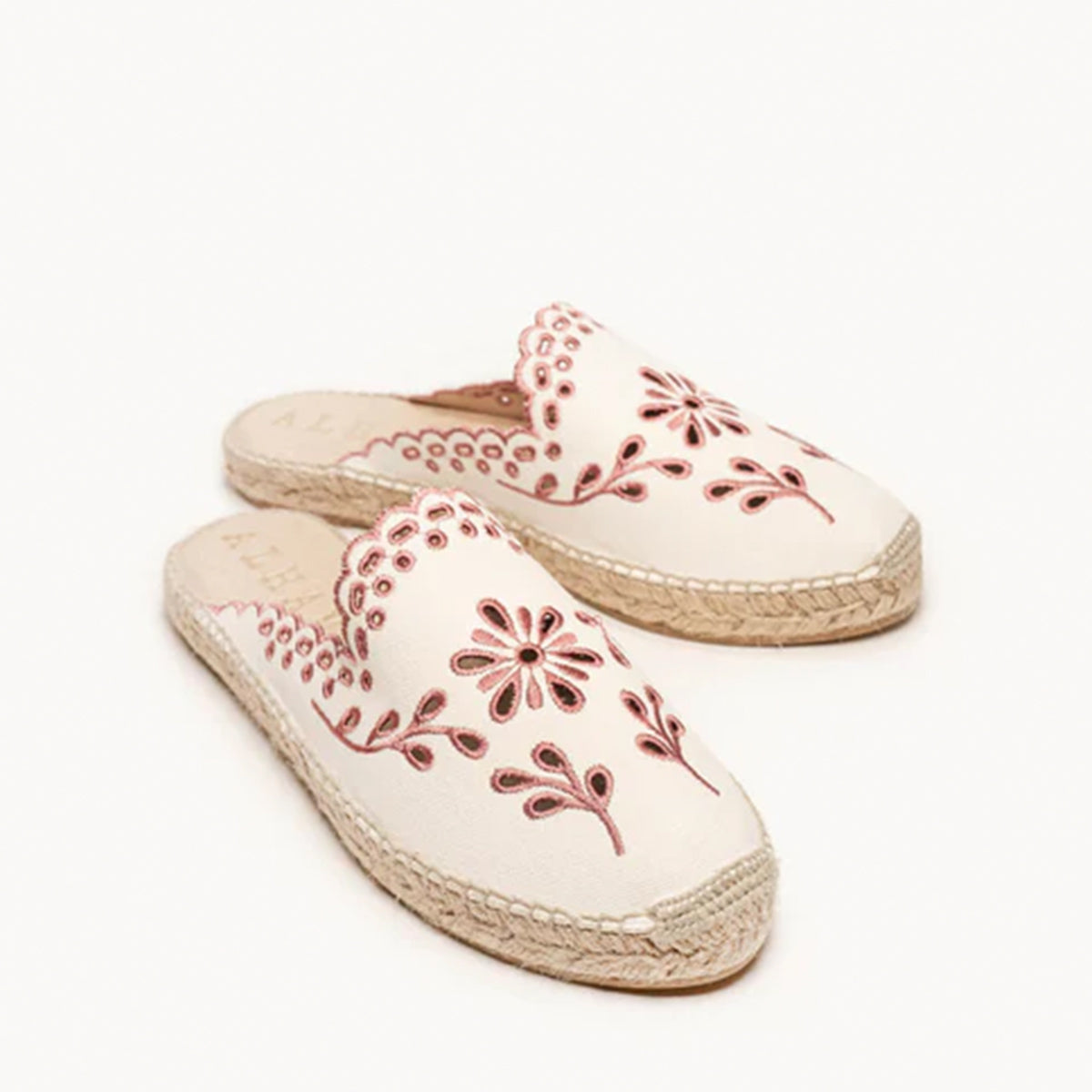 Alhamas Loto Plano Lona Bordada Mule - Dusty Pink Granate