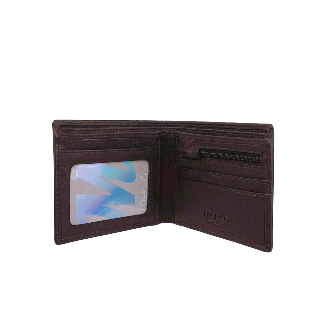 Mel&Co Genuine Leather Bi-Fold Wallet With Zip Pocket