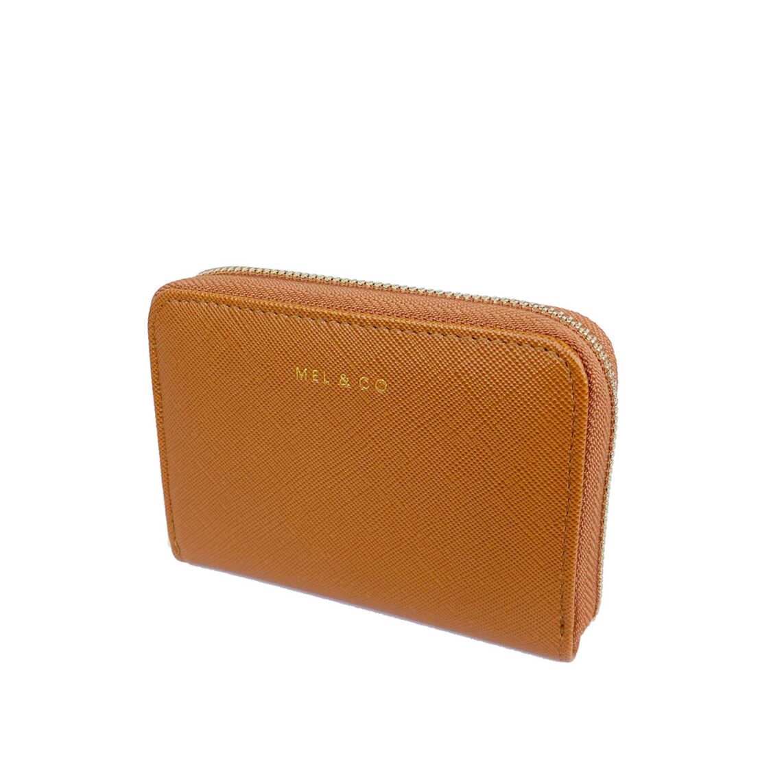 Mel&Co Saffiano-Effect Zip-Around Card Holder