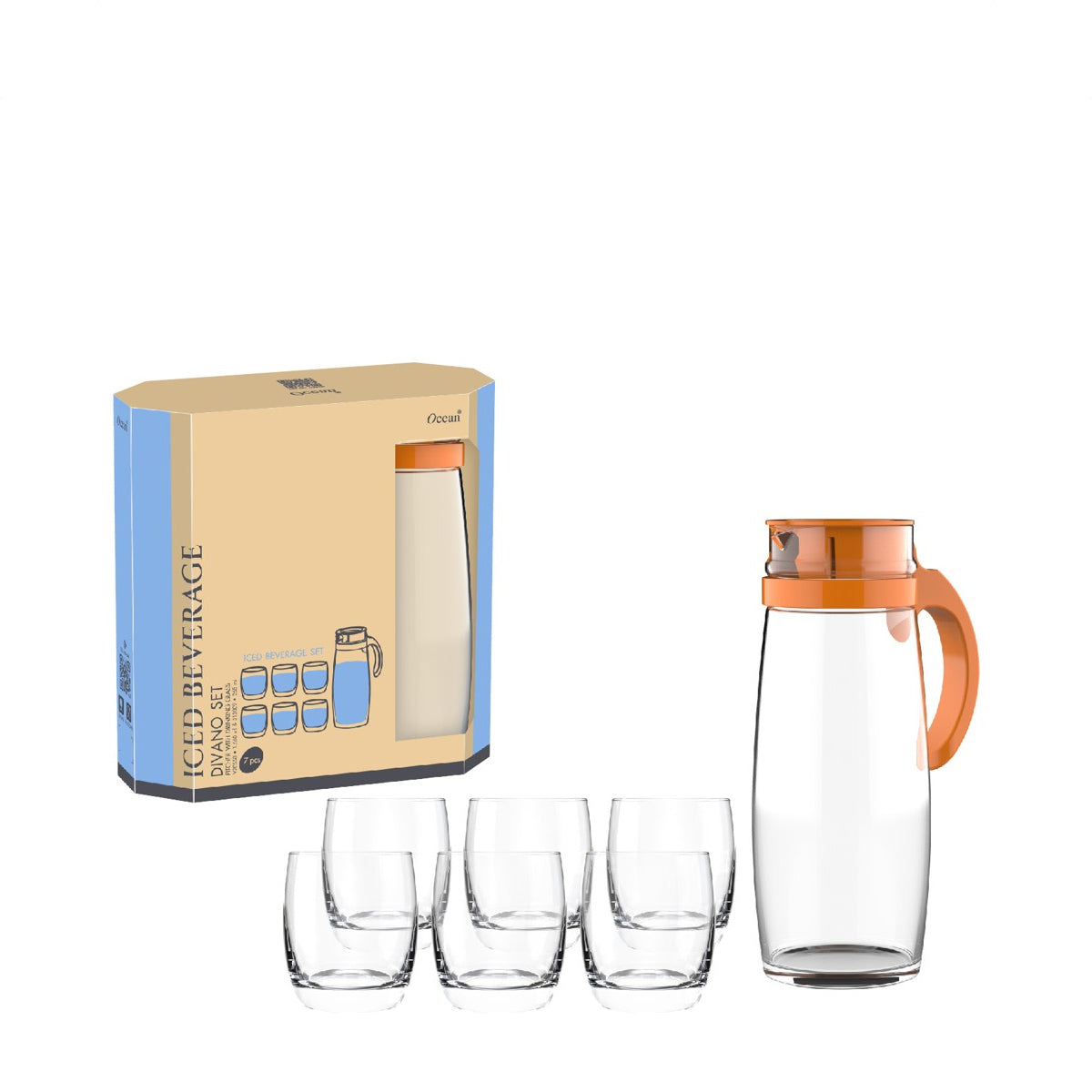 Ocean Divano 7pc Set Pitcher Set-Asst Colour