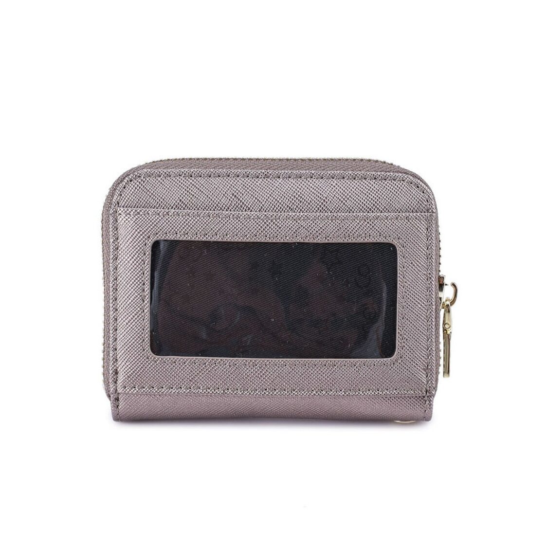 Mel&Co Saffiano Leatherette Zip-Around Card Holder With Lanyard