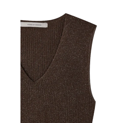 Voice Of Voices Metal V Neck Sleeveless Knit Top