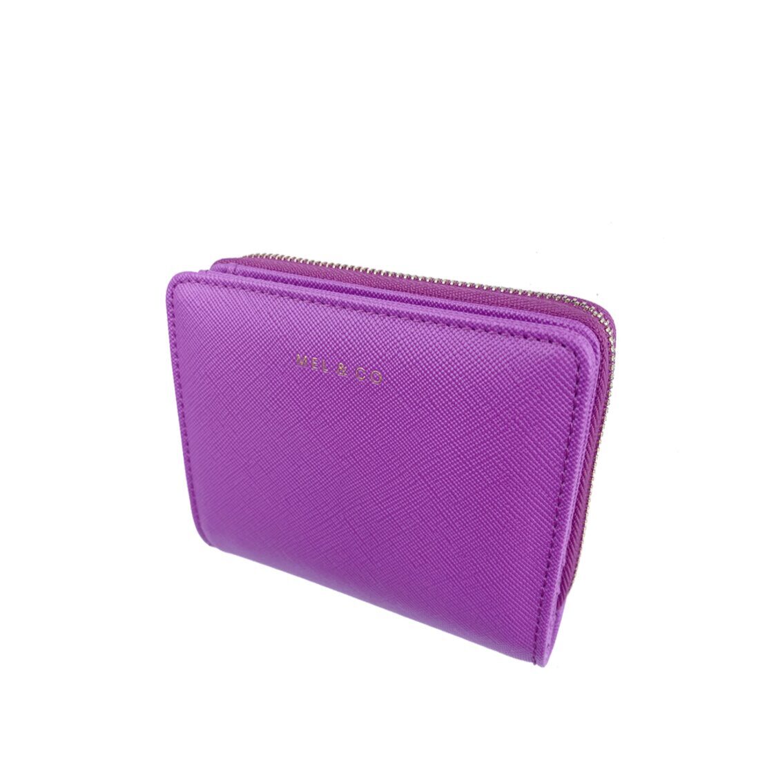 Mel&Co Saffiano-Effect Snap Wallet With Zip-Around Compartment