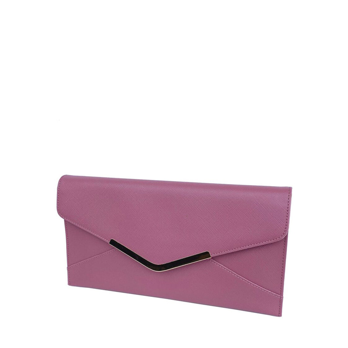 Mel&Co Saffiano Leatherette Envelope Clutch with Chain