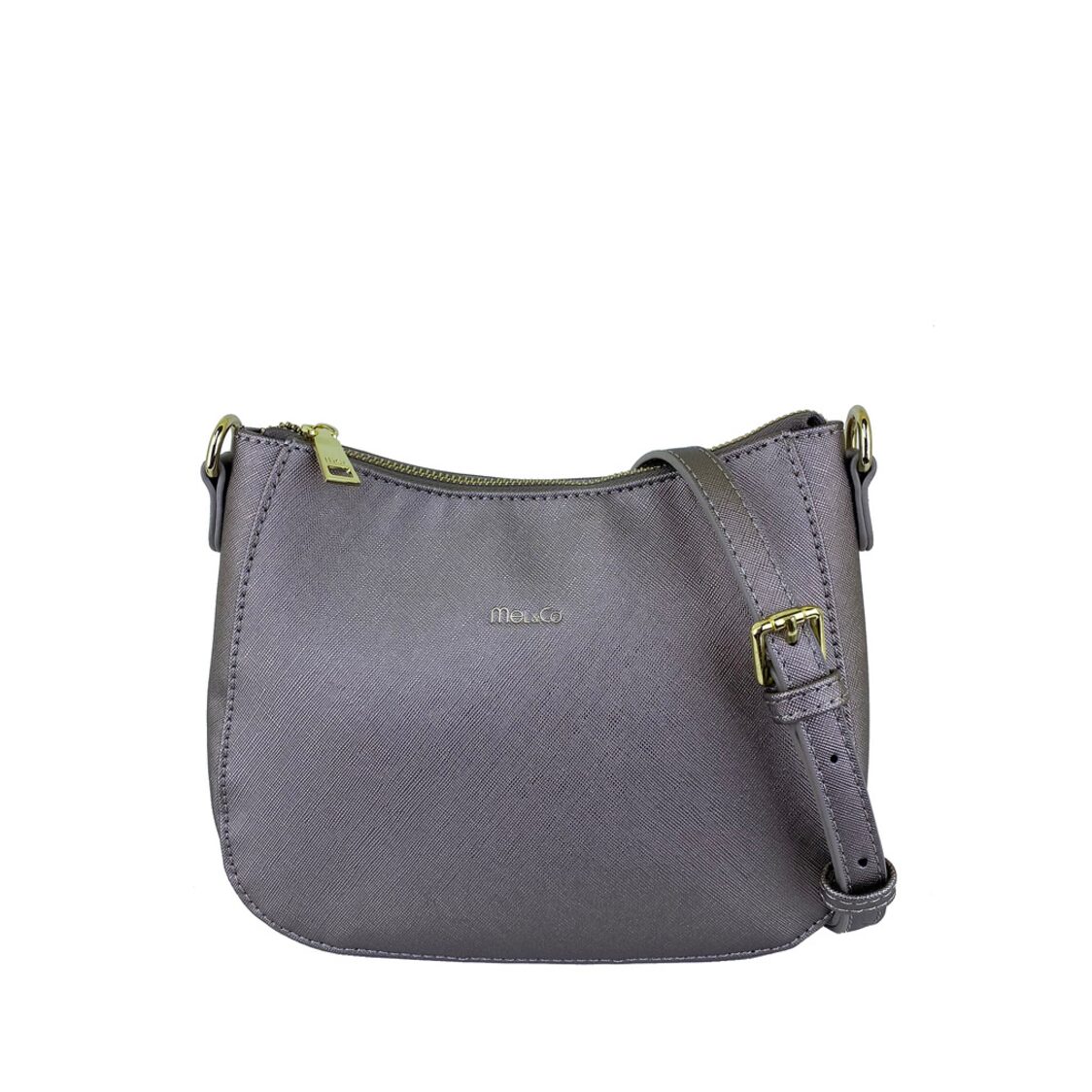 Mel&Co Saffiano-Effect Curve Top Sling Bag