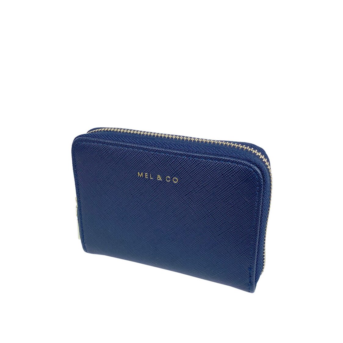 Mel&Co Saffiano-Effect Zip-Around Card Holder