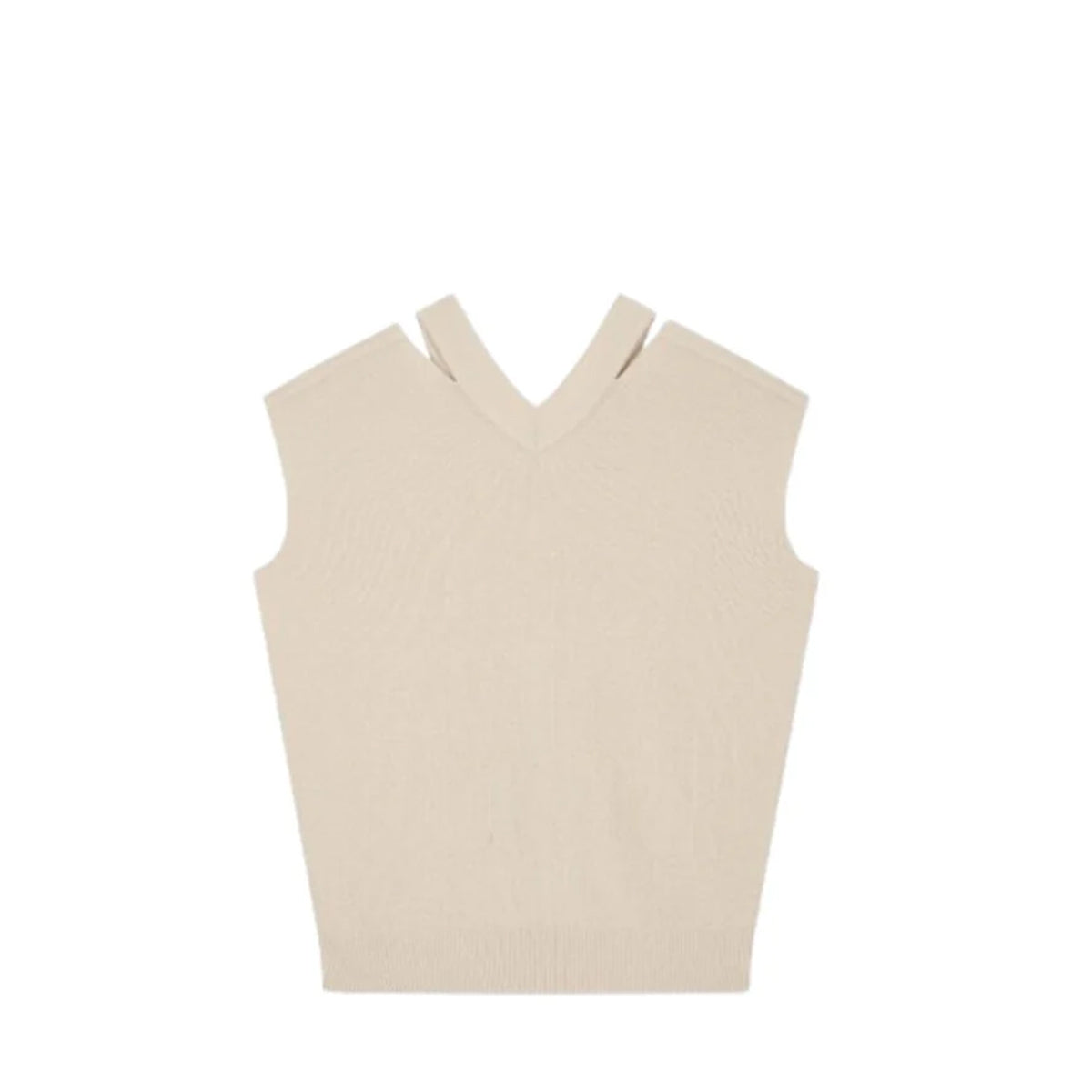 Voice Of Voices V Neck Sleeveless Knit Top Beige